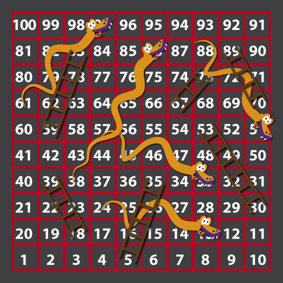 1-100 Snakes & Ladders 4m x 4m Outline