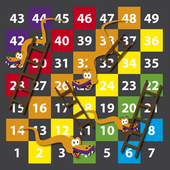 1-49 Snakes & Ladders  2.1m x 2.1m Half & Half