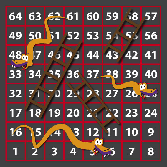 1-64 Snakes & Ladders 2.4m x 2.4m Outline