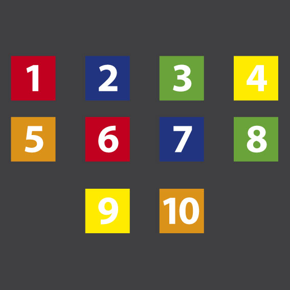 Numbered Squares 1-10     0.3m x 0.3m
