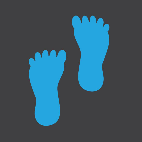 Footprints 0.3m x 0.3m