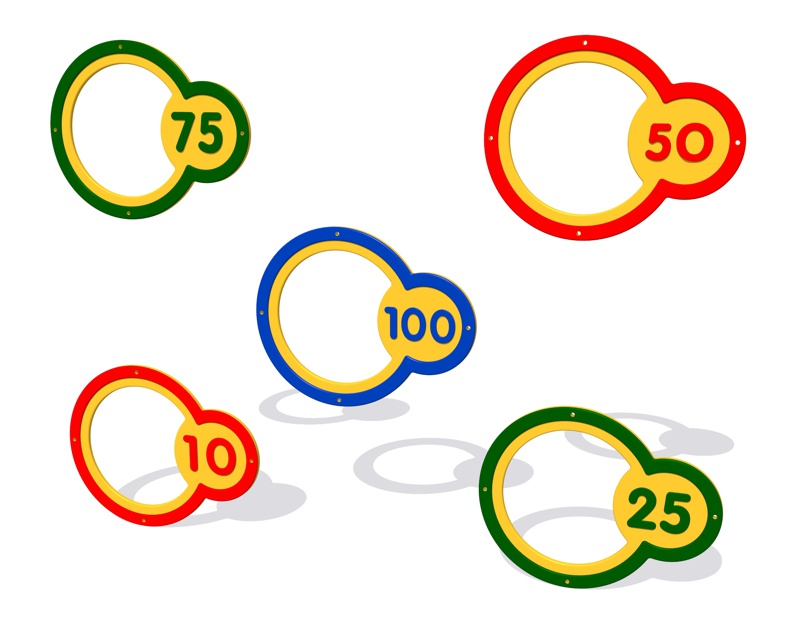Wall Target Ring 10,25,50,75,100 Points (set of 5)